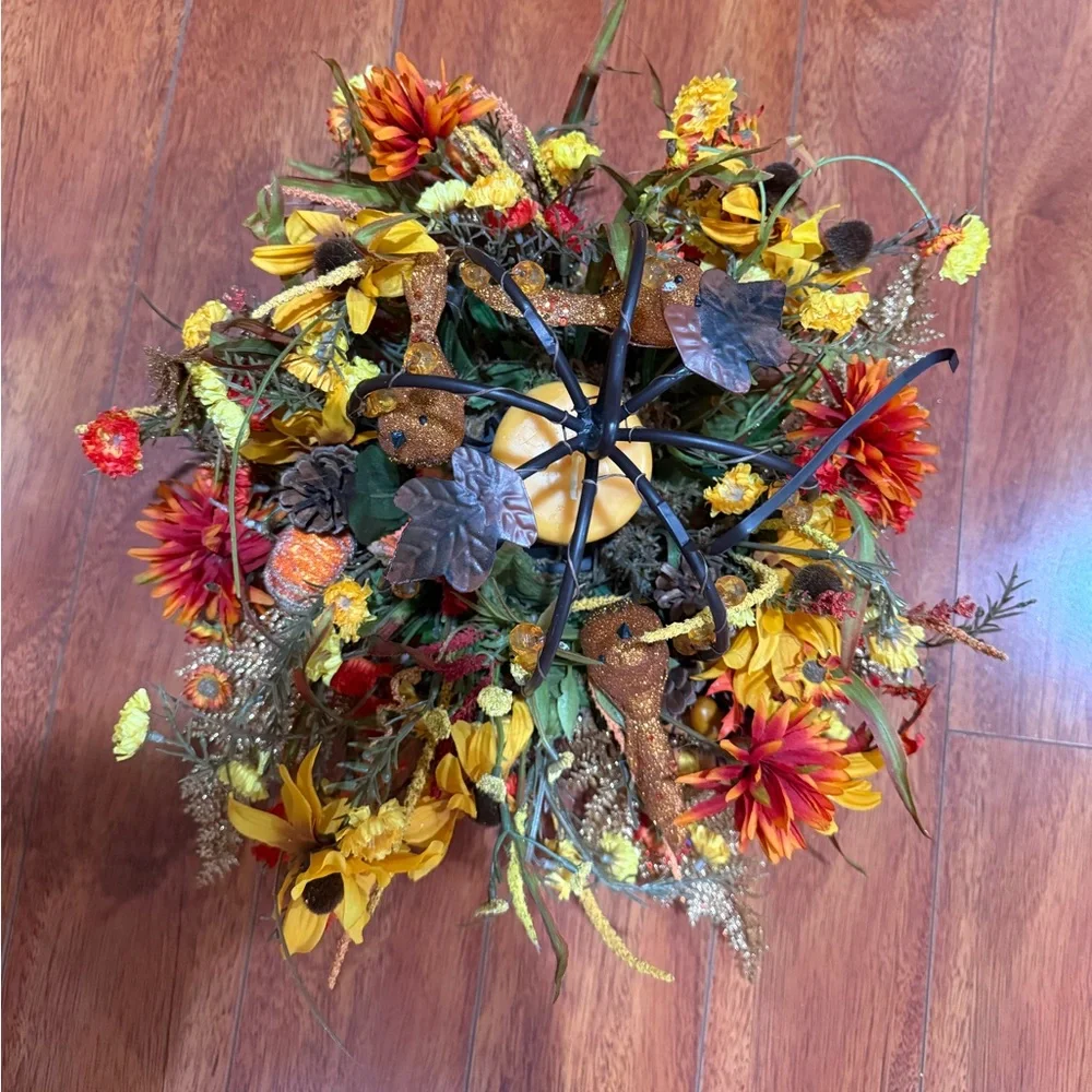 Autumn Floral Arrangement with Candle Holder